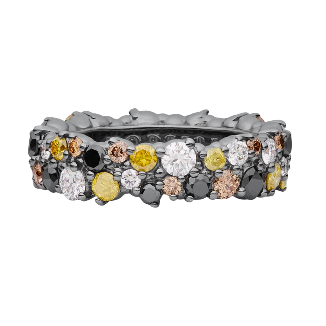 18K Black Gold Medium Multi Diamond Confetti Ring