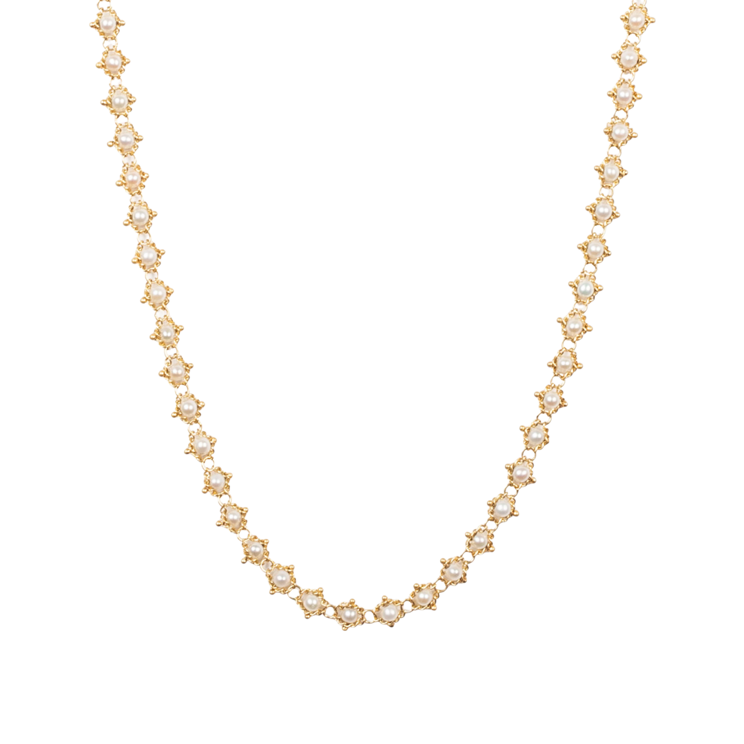 AMALI Woven Fresh Water Pearl With 18K Yellow Gold Necklace Default Title