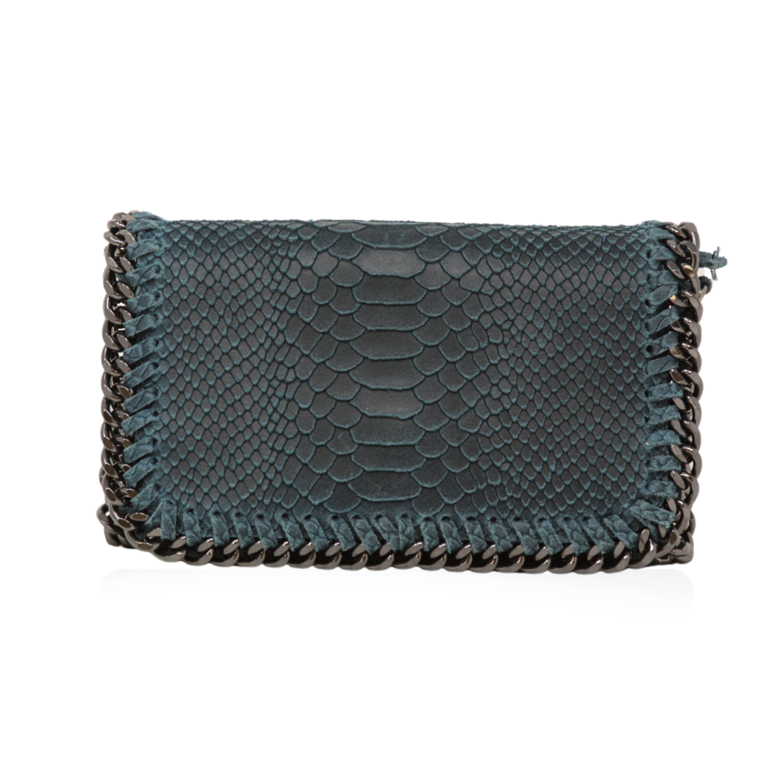 GERMAN FUENTES Leather Crossbody Clutch Purse PETROL GREEN