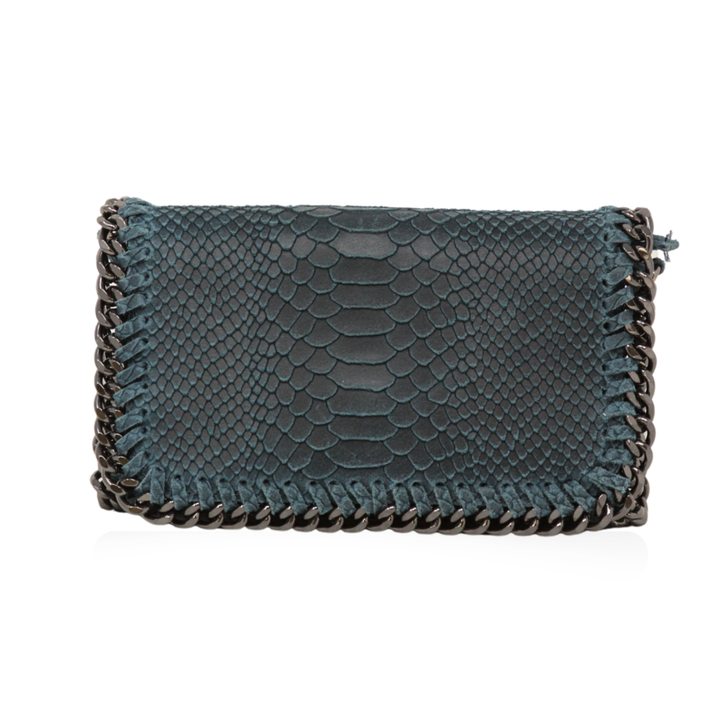 GERMAN FUENTES Leather Crossbody Clutch Purse PETROL GREEN