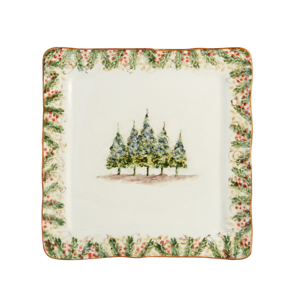 ARTE ITALICA Natale Square Artisan Signed Charger Default Title