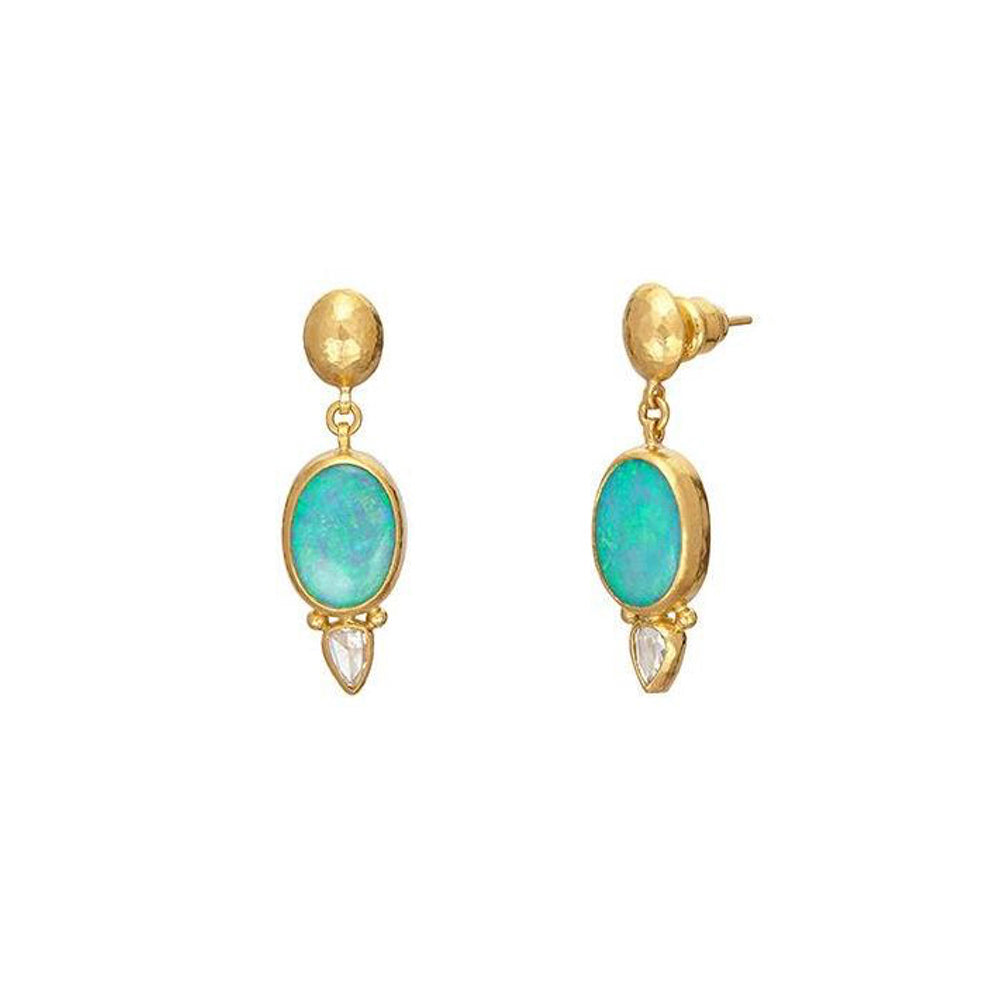 GURHAN 24K YELLOW GOLD OPAL AND DIAMOND EARRINGS