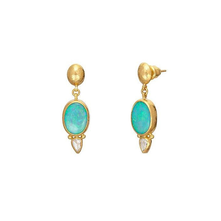 GURHAN 24K YELLOW GOLD OPAL AND DIAMOND EARRINGS