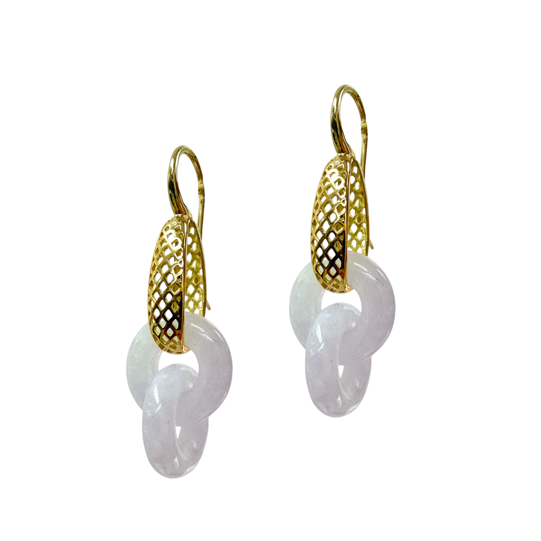Crownwork® Lavender Jade 18K Gold Drop Link Earrings