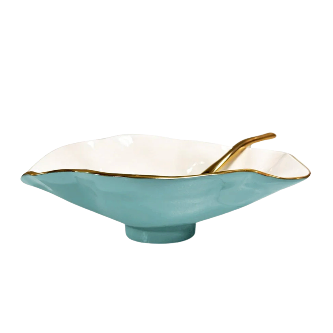 BEATRIZ BALL Encanto Claire Small Turquoise Oval Bowl With Spoon