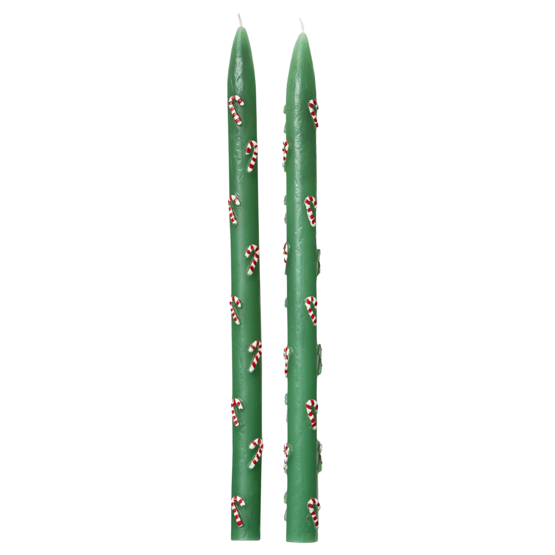 TAG Candy Cane Taper Candle Set Of 2 Default Title