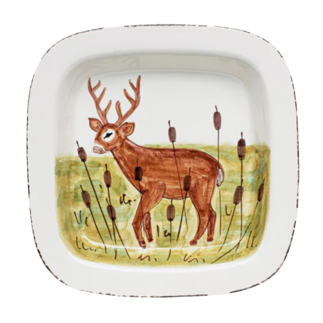 VIETRI Wildlife Deer Rimmed Square Platter Default Title
