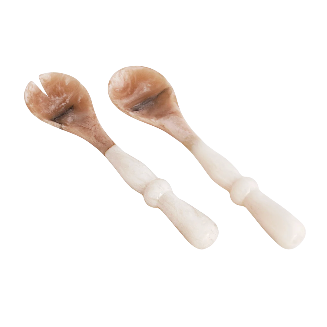 BEATRIZ BALL Alabaster White Swirl Salad Servers