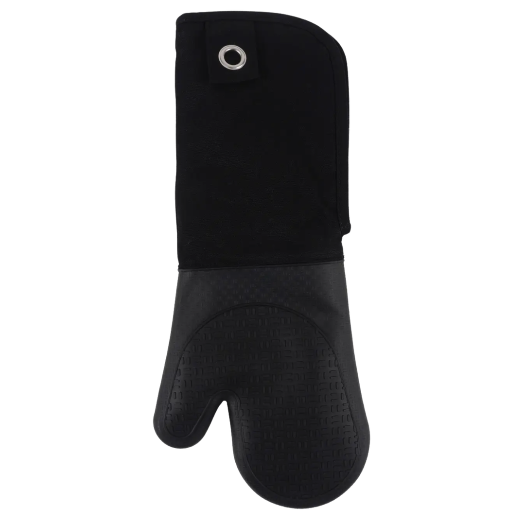 KAF HOME Gourmet Classics Black Silicone Oven Mitt with Grommet