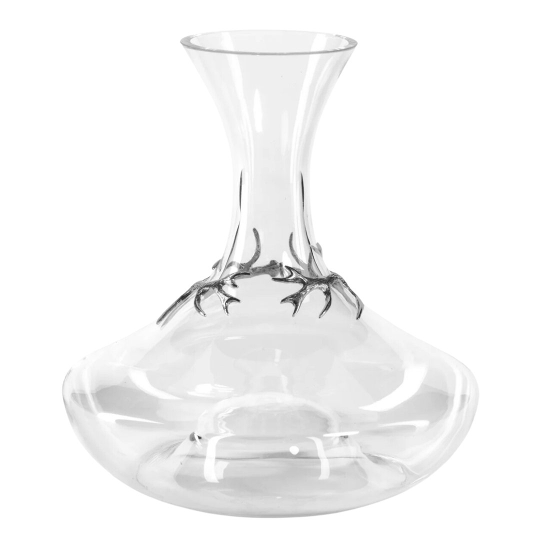 ZODAX Davos Glass Wine Decanter With Pewter Antlers