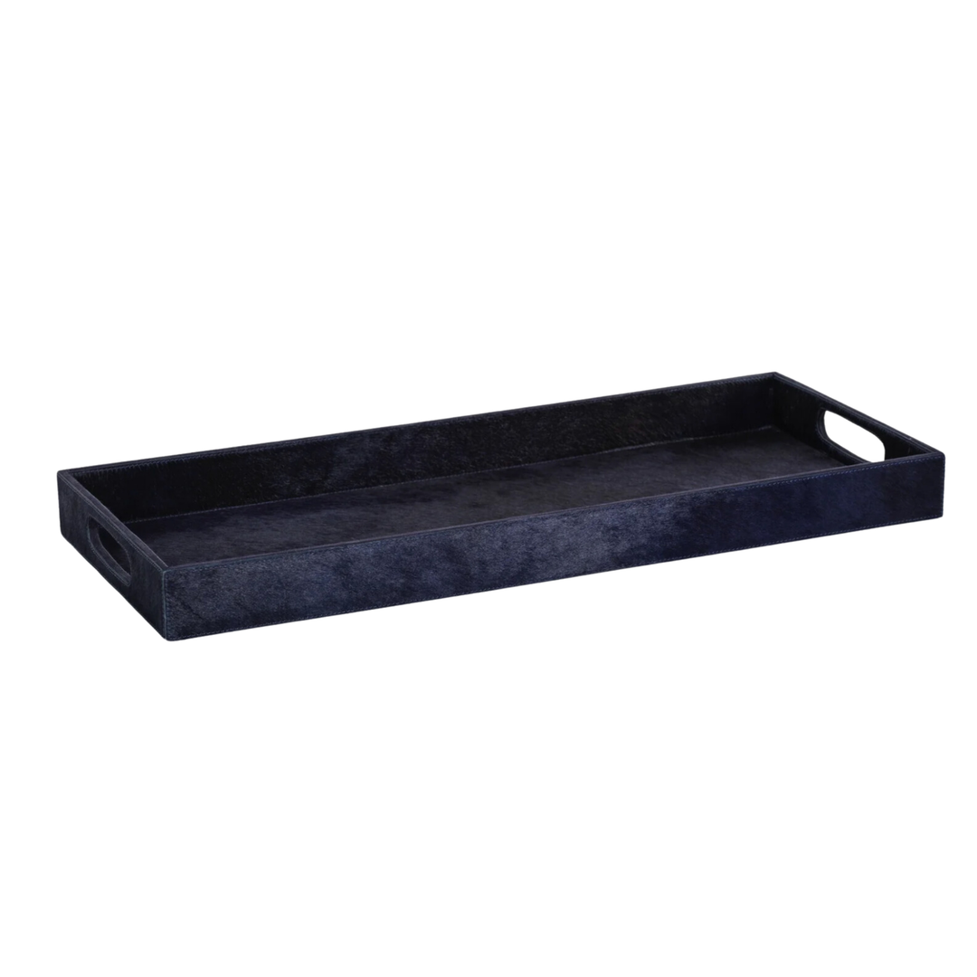 ZODAX Corviglia Hair-On-Hide Navy Leather Serving Tray