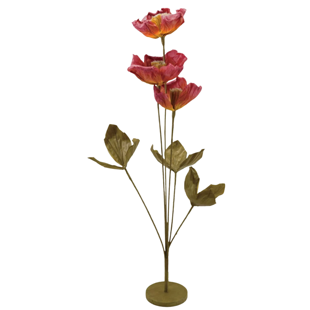 CREATIVE CO-OP Paper Flowers With Stand In Green And Burgundy Default Title