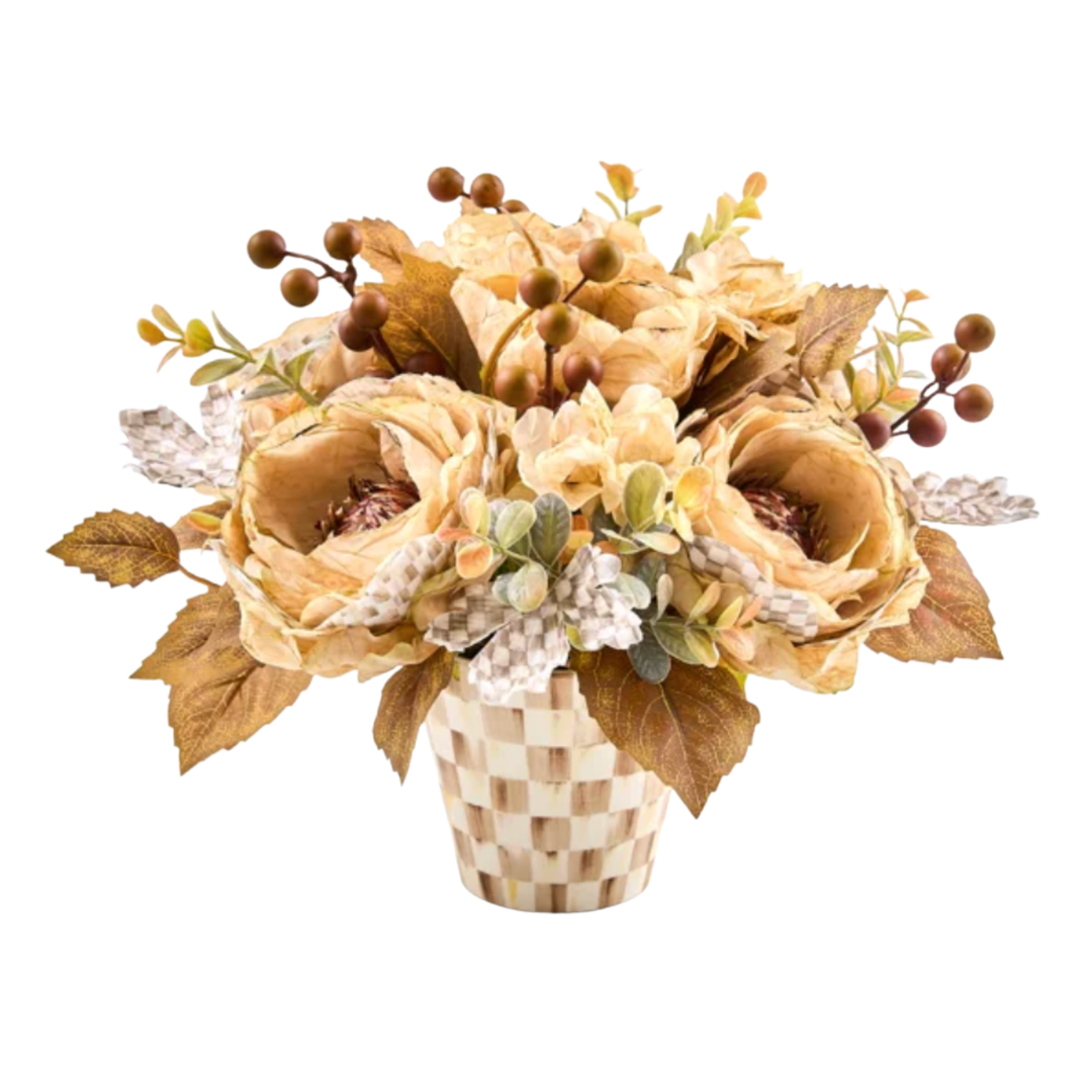 MACKENZIE CHILDS MACKENZIE CHILDS MOCHA CHECK FALL FLORAL ARRANGEMENT Default Title