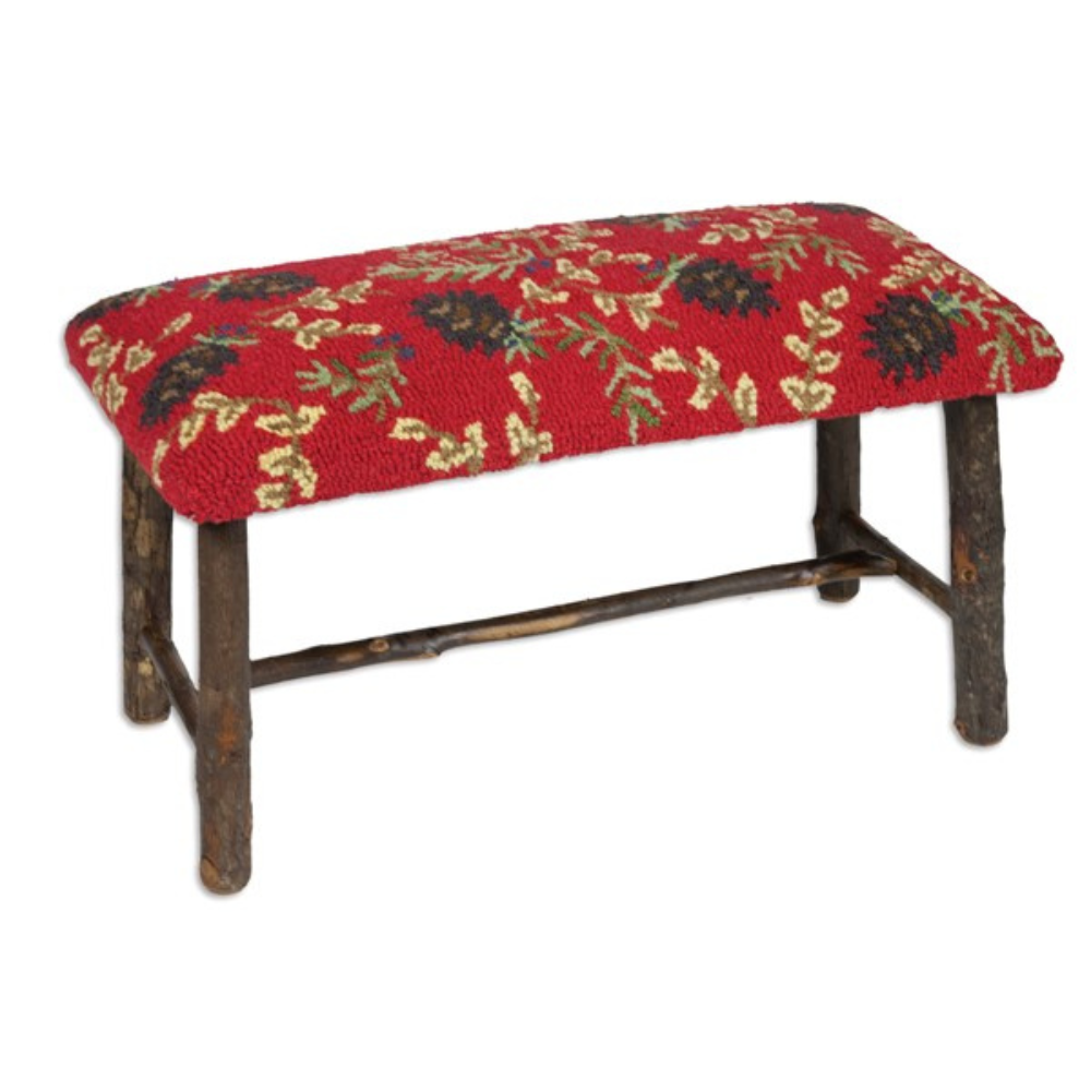 CHANDLER 4 CORNERS Ruby Pine Cones Brown Hickory Bench