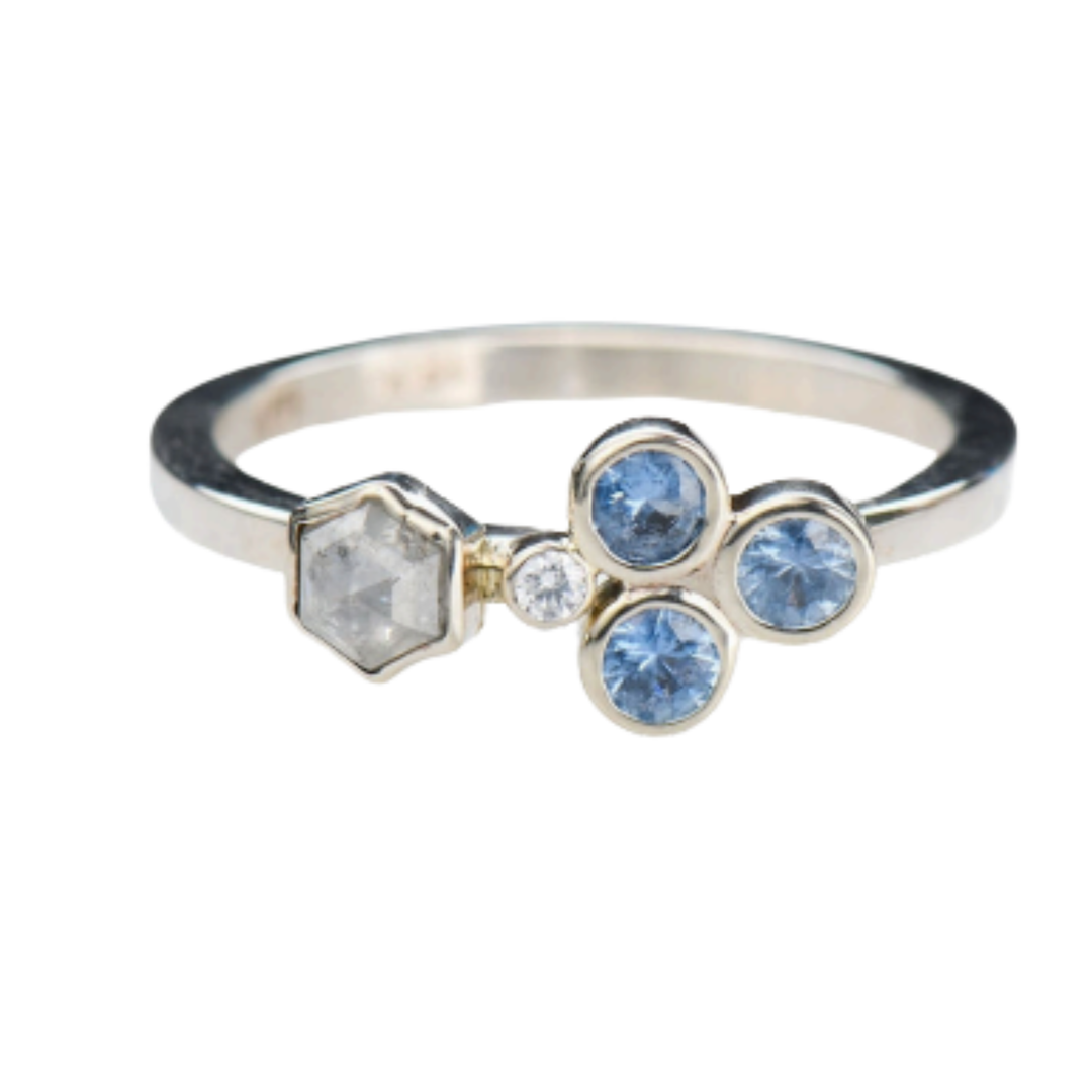 ARI O White Gold Sapphire And Diamond Ring Default Title