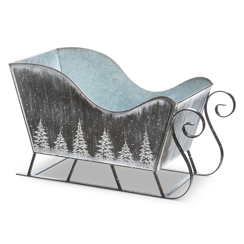 RAZ IMPORTS GALVANIZED SLEIGH WITH TREES