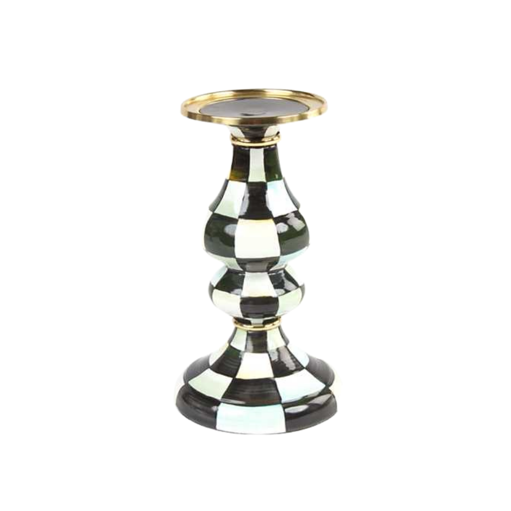 MACKENZIE CHILDS Courtly Check Pillar Candleholder