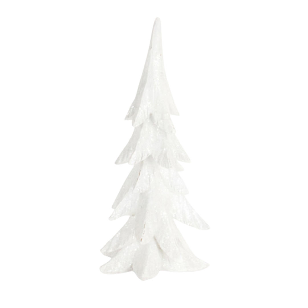 MELROSE White Polyresin Pine Tree 12" Tall