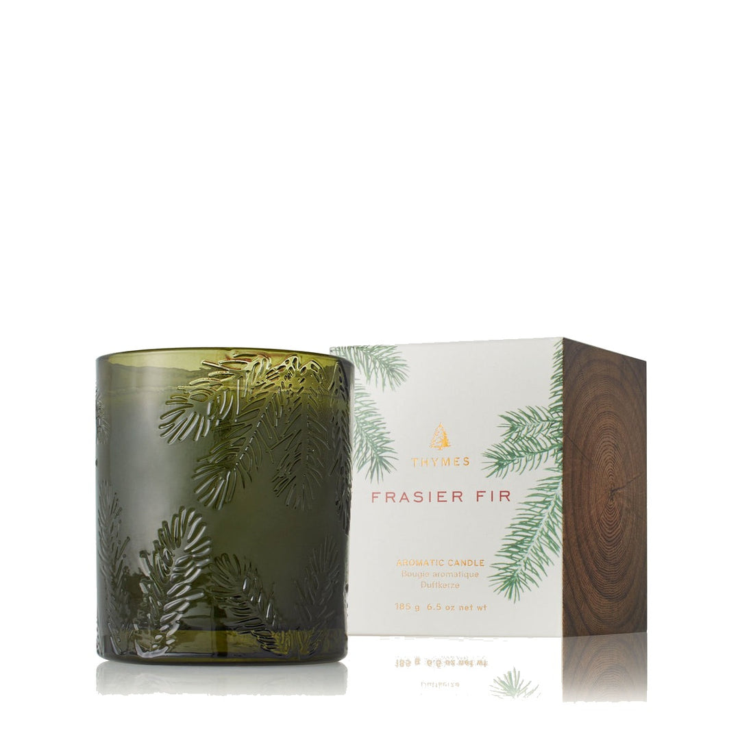 THYMES Frasier Fir Candle in Molded Green Glass