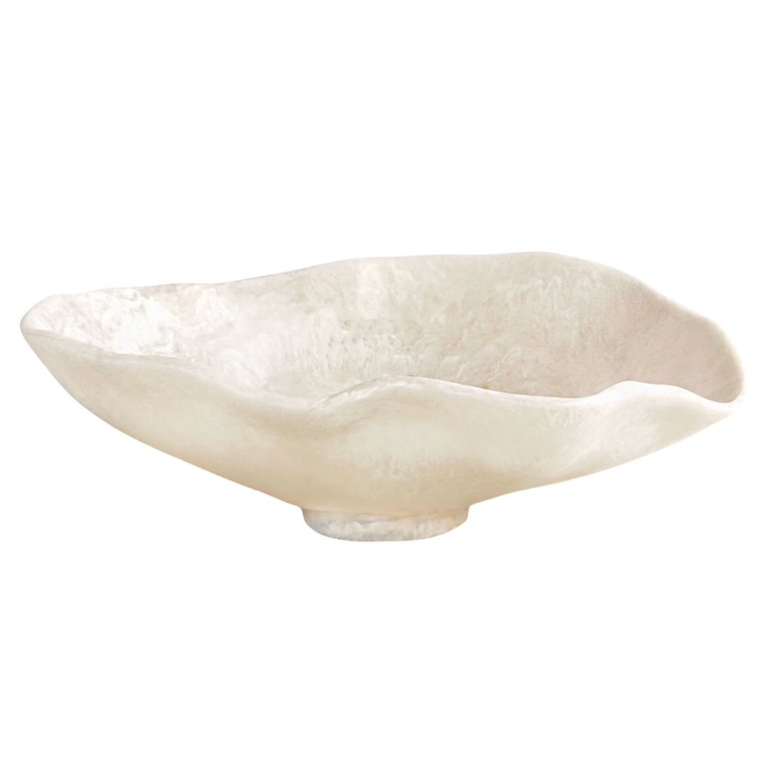 BEATRIZ BALL Alabaster White Swirl Large Oval Bowl