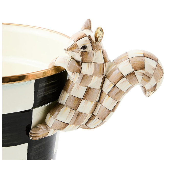 MACKENZIE CHILDS Mocha Check Squirrel Pot Climber