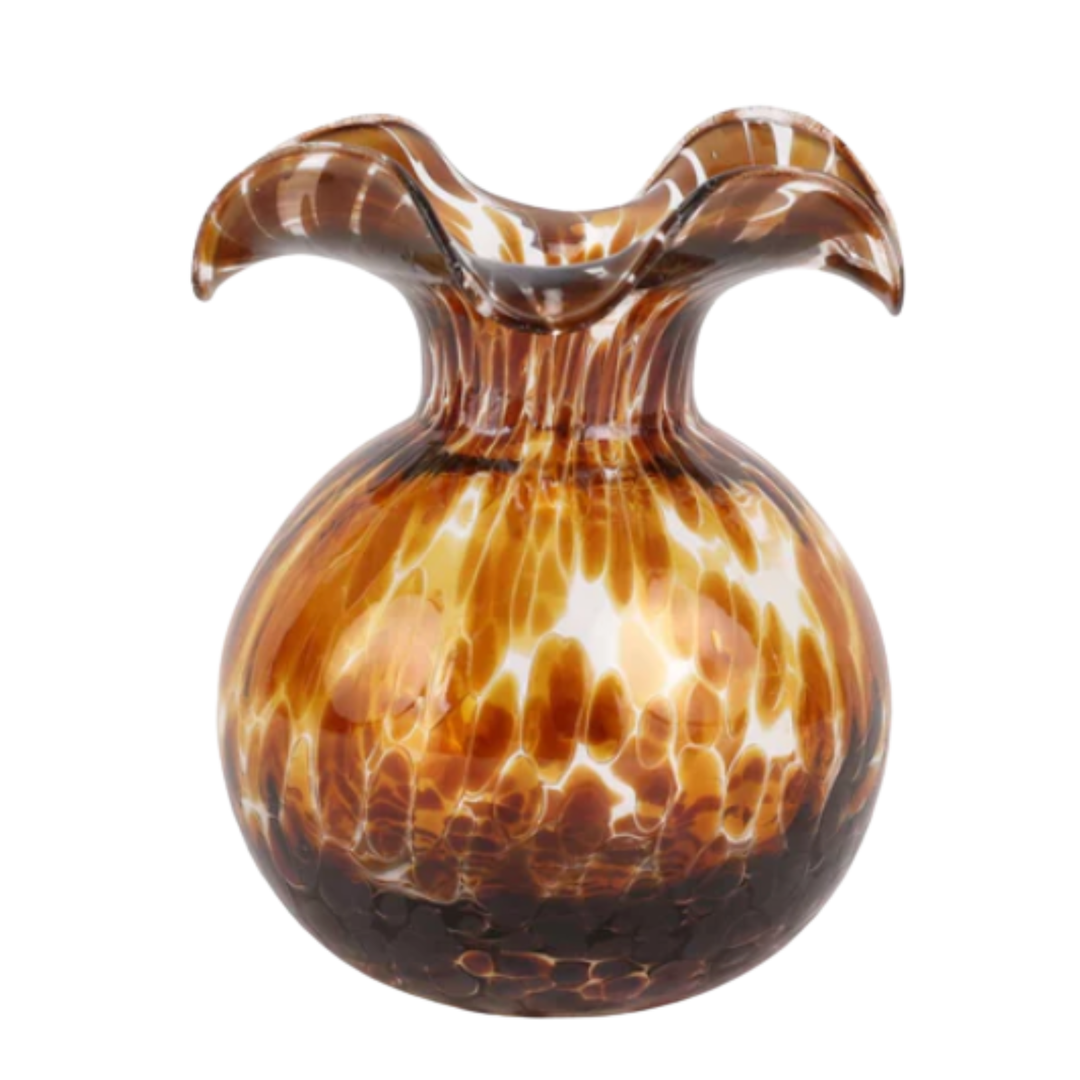 VIETRI Hibiscus Glass Brown Tortoiseshell Bud Vase Default Title