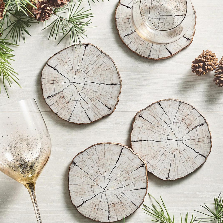 KIM SEYBERT Birch Coaster In Ivory And Natural Tones