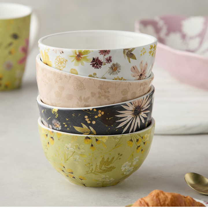 CERTIFIED INTERNATIONAL Wildflower Ice Cream Black Bowl