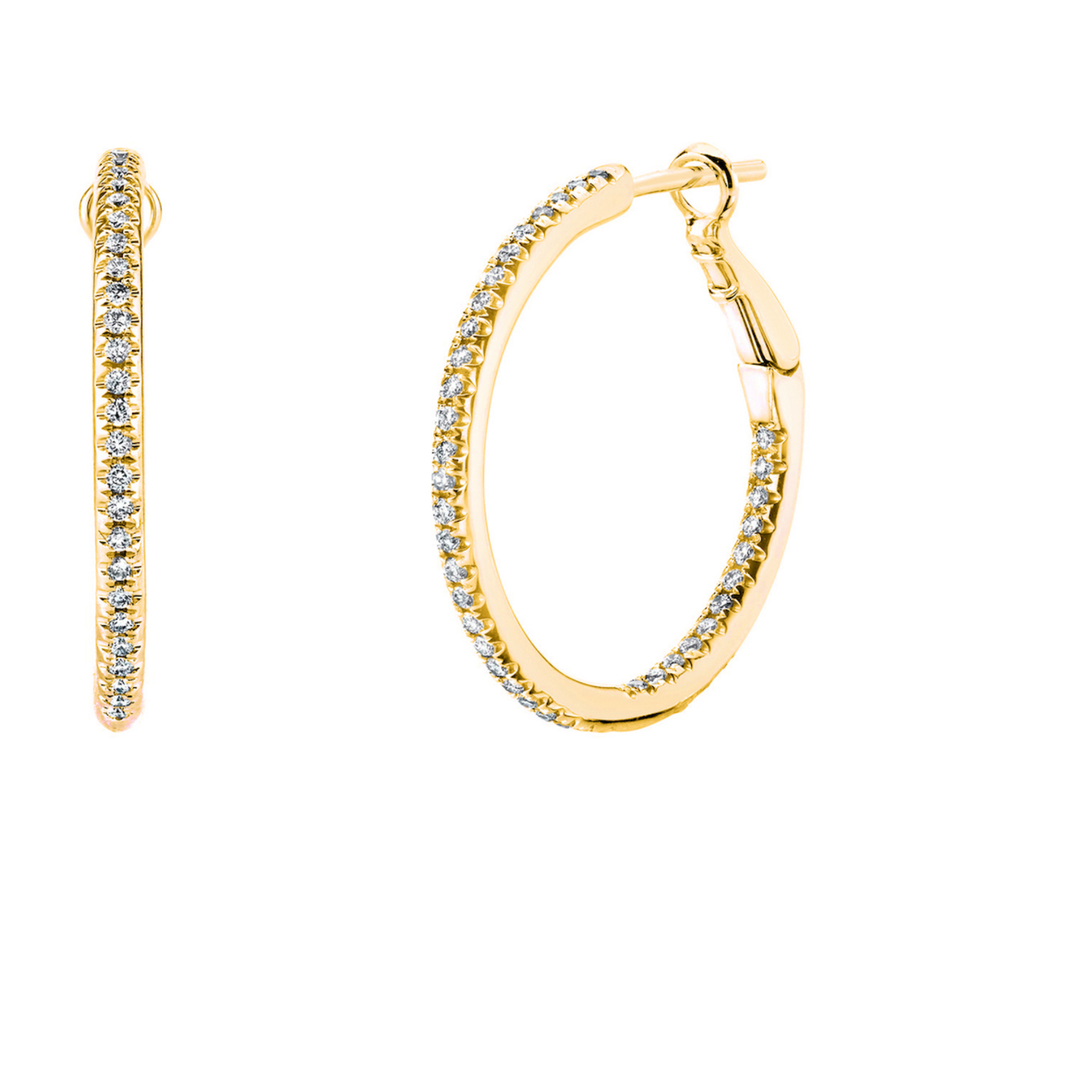 JOSHUA J Belle Shops 18K Yellow Gold Micro Wire Diamond Hoop Earrings Default Title