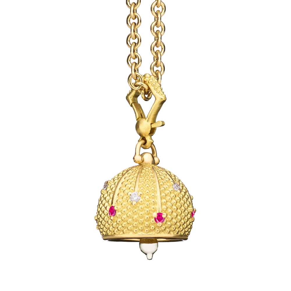 PAUL MORELLI 18K YG 18K WG DIAMOND AND RUBY SEQUENCE MEDITATION BELL #4-M