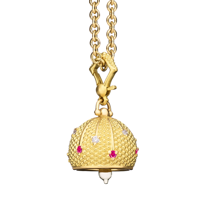 PAUL MORELLI 18K YG 18K WG DIAMOND AND RUBY SEQUENCE MEDITATION BELL #4-M