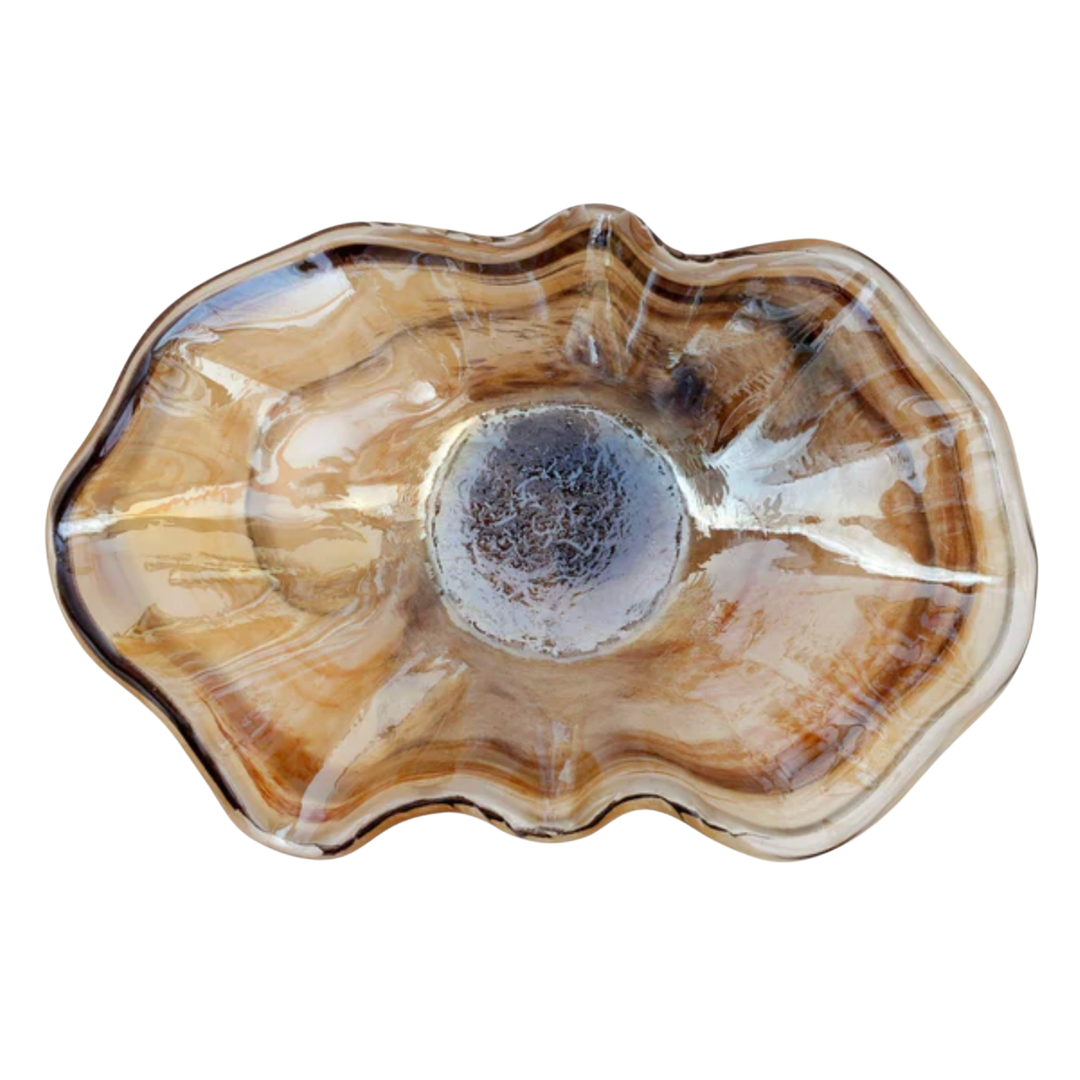 VIETRI Onda Glass Tortoiseshell Large Bowl