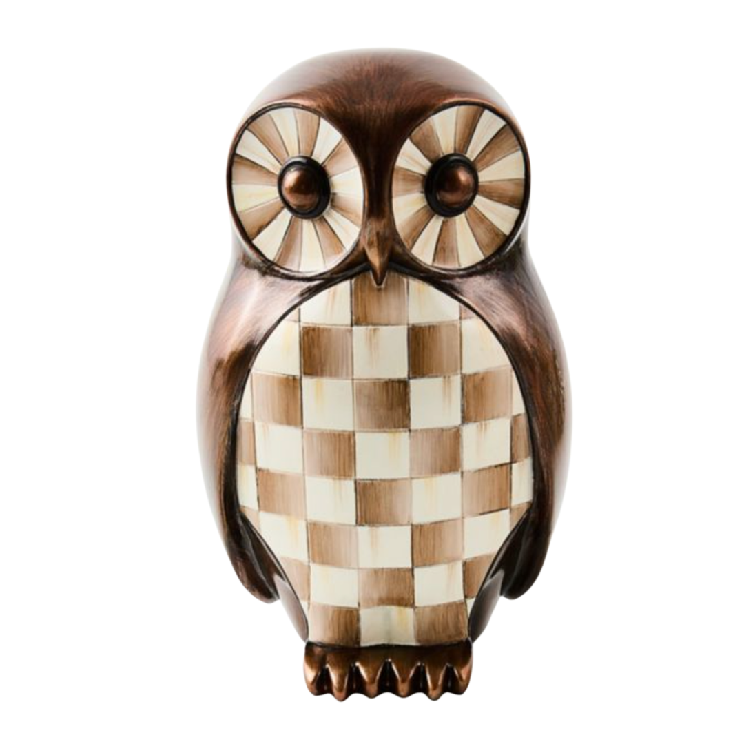 MACKENZIE CHILDS Mocha Check Owl