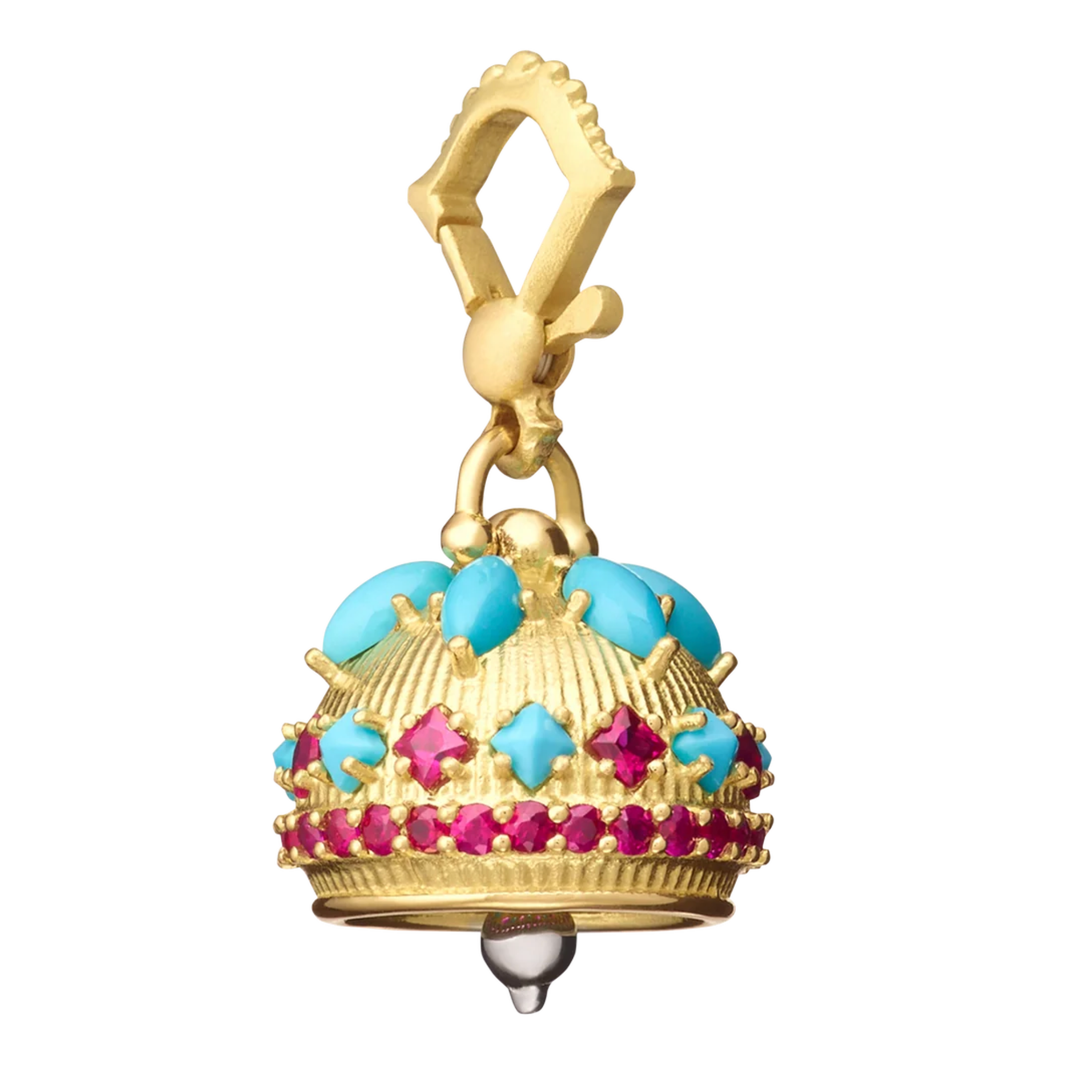 PAUL MORELLI 18K Yellow Gold Mediation Bell Turquoise & Rubies
