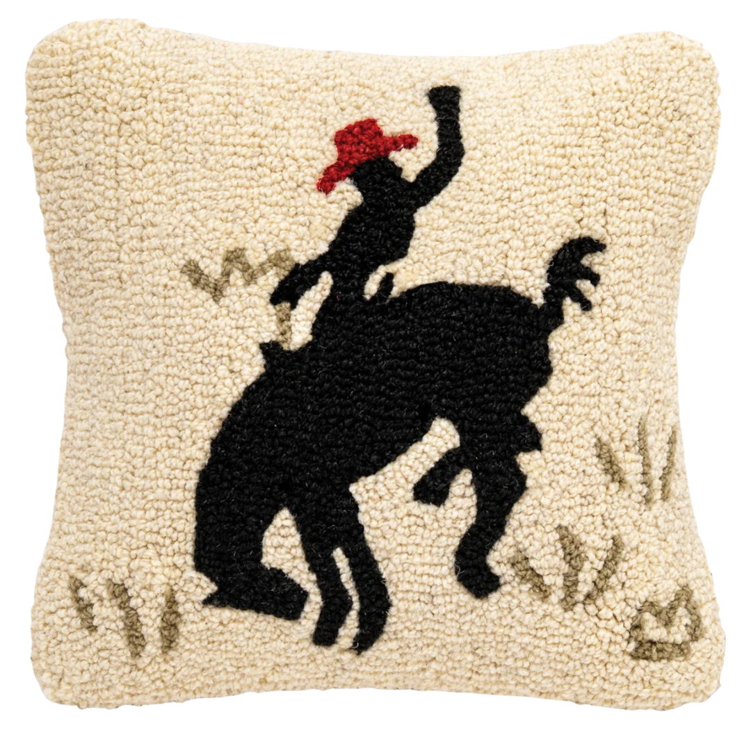 CHANDLER 4 CORNERS Bucking Cowboy Hook Wool Pillow Default Title