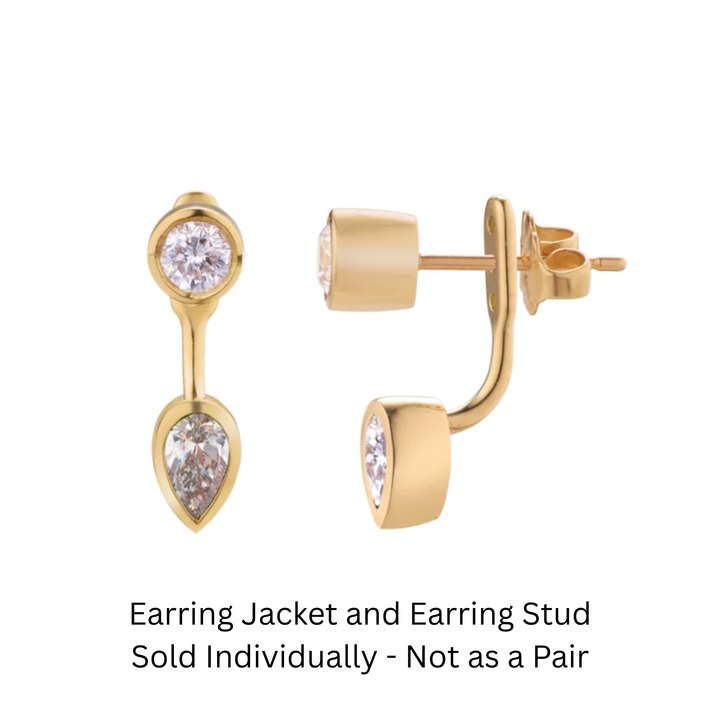 ELIZABETH MOORE 18K Yellow Gold Earring Diamond Pear Shape Jacket Individaully Sold