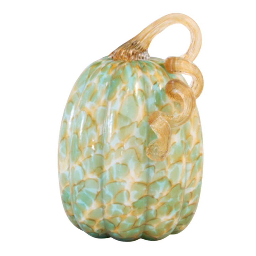 BOSTON INTERNATIONAL Green And Gold Large Glass Pumpkin Default Title