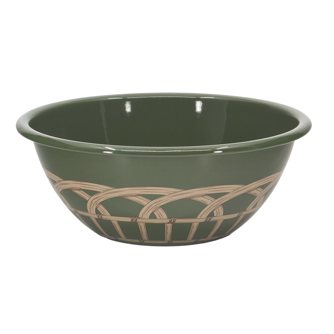 CROW CANYON HOME Sage Domino Wicker Enamelware Small Serving Bowl Default Title