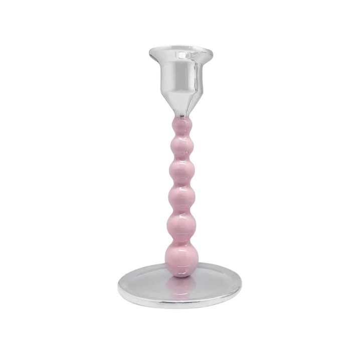 MARIPOSA Pink Pearled Small Candleholder Set