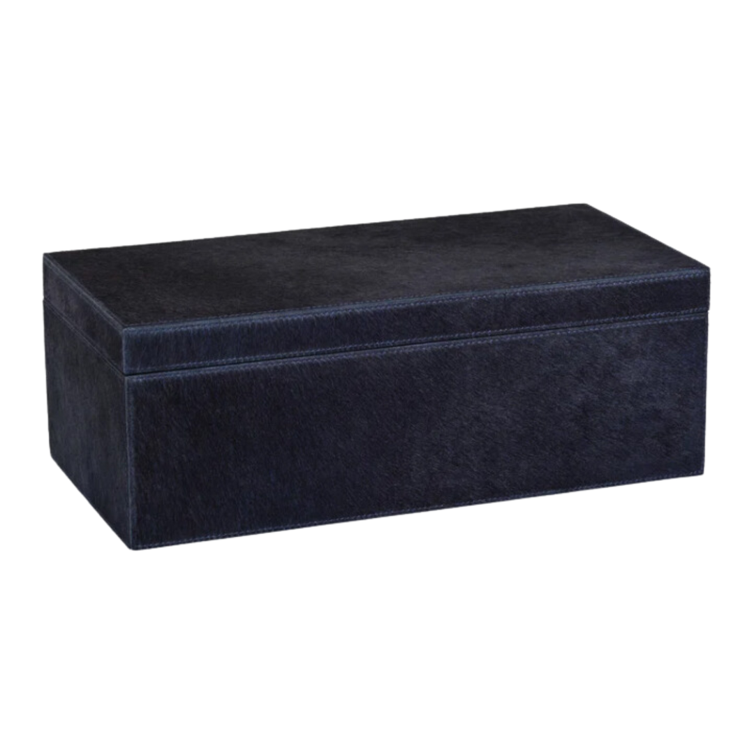 ZODAX Corviglia Hair-On-Hide Leather Box- Navy