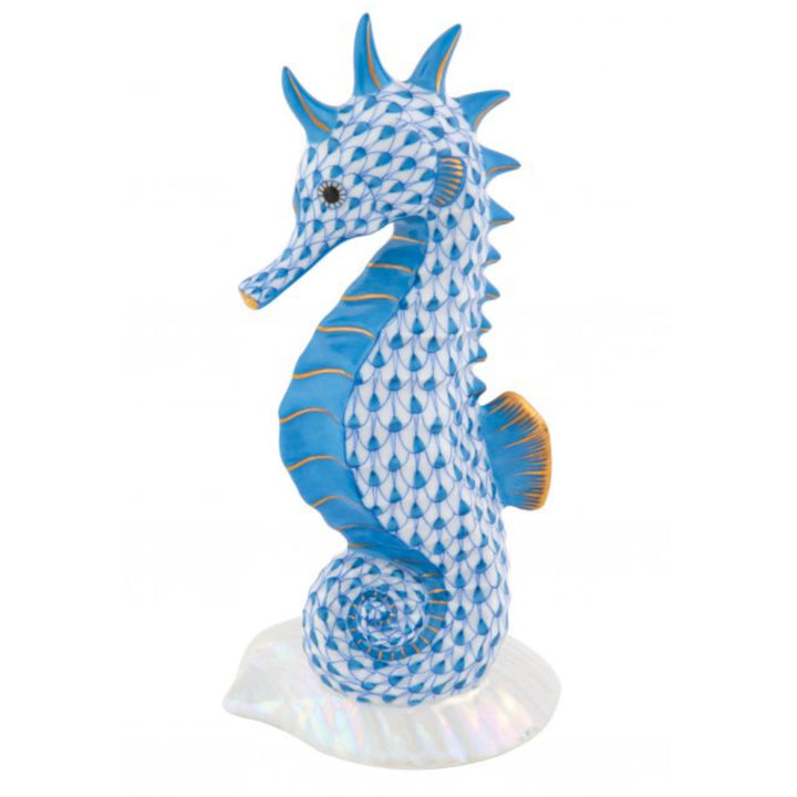Seahorse On Scallop Shell Blue
