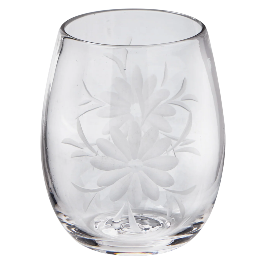 TAG Fleur Etched Stemless Wine Glass Default Title