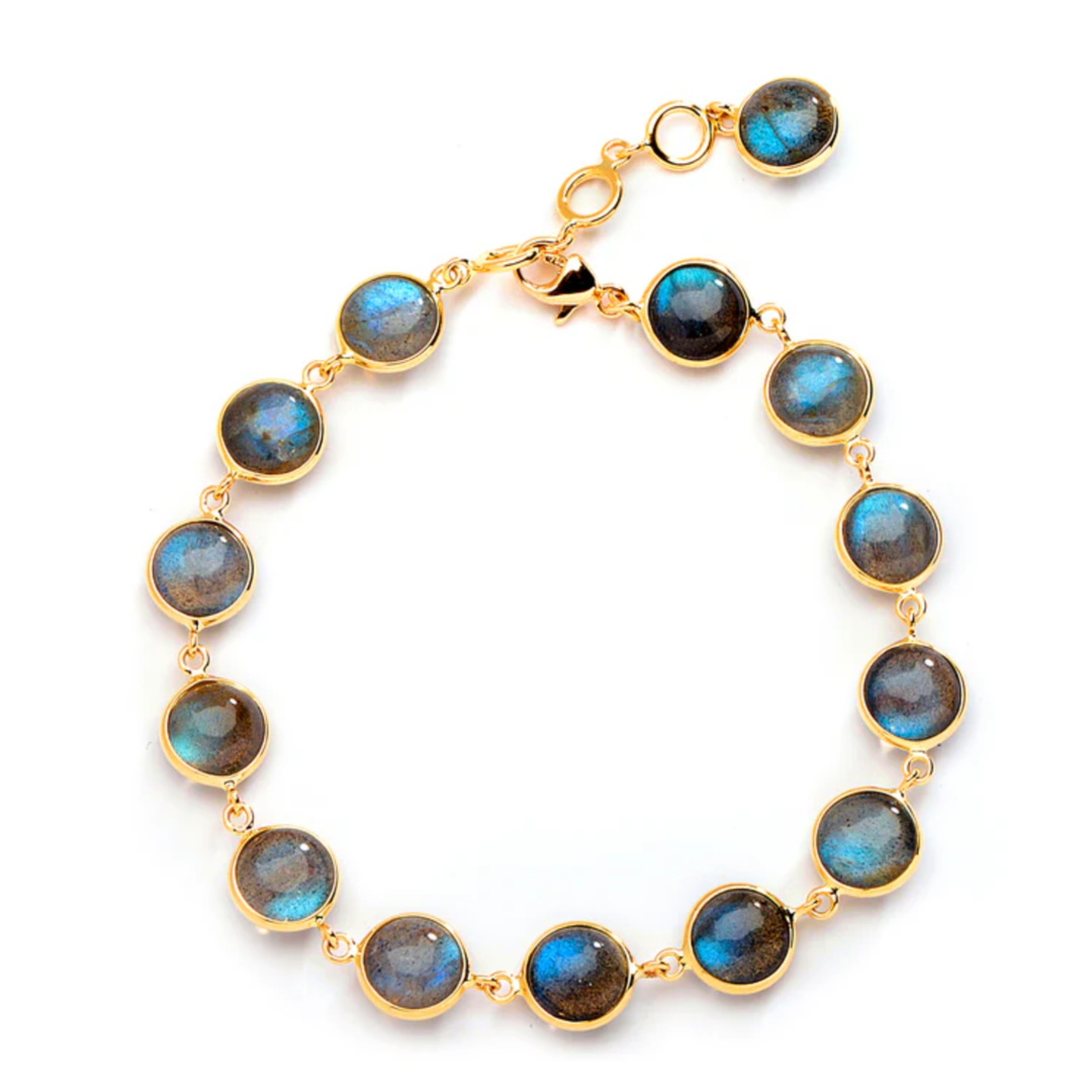 SYNA 18K Yellow Gold Chakra Labradorite Disc Bracelet Default Title