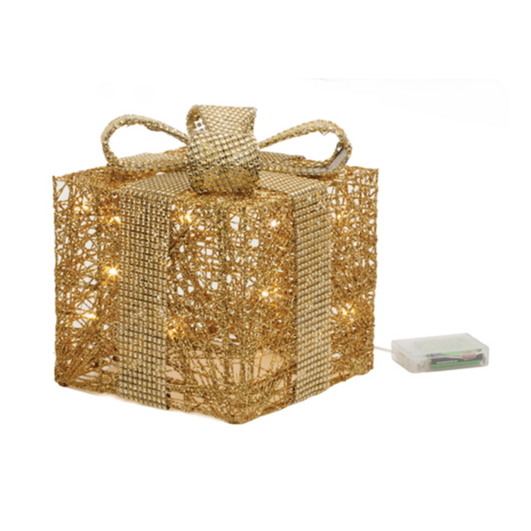 MELROSE Medium Golden Wrapped Christmas Package