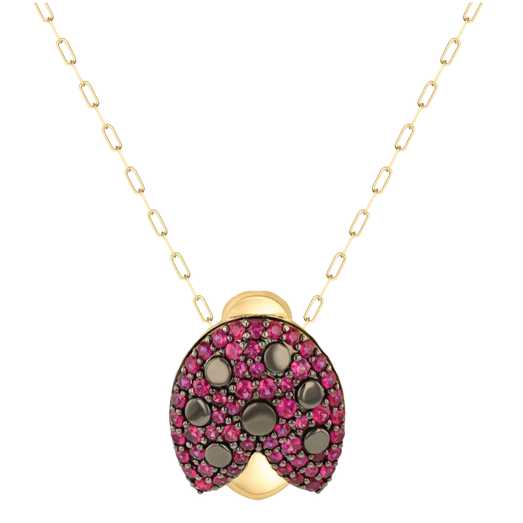 Phillips House Symphony Collection Petite Yellow Gold With Ruby Ladybug Necklace Default Title