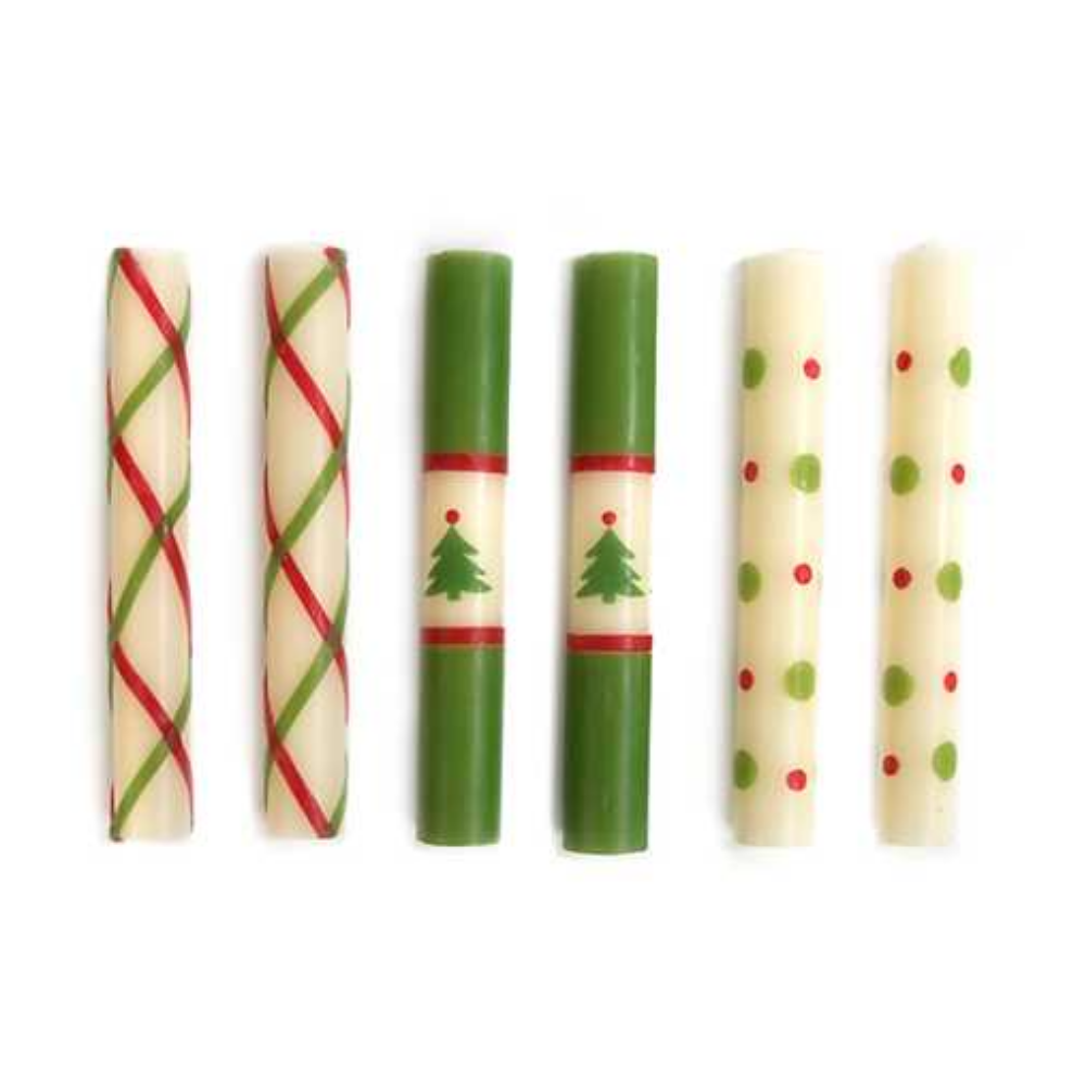 MACKENZIE CHILDS Mini Dinner Candles Noel Set Of 6 Default Title