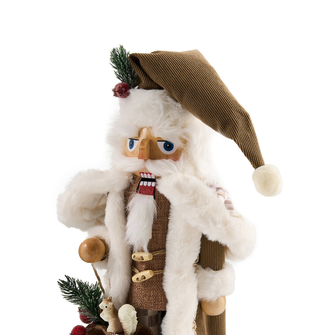 MACKENZIE CHILDS MacKenzie-Childs Mocha Check Wood Santa Nutcracker