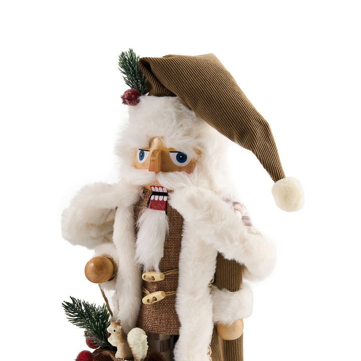 MACKENZIE CHILDS MacKenzie-Childs Mocha Check Wood Santa Nutcracker