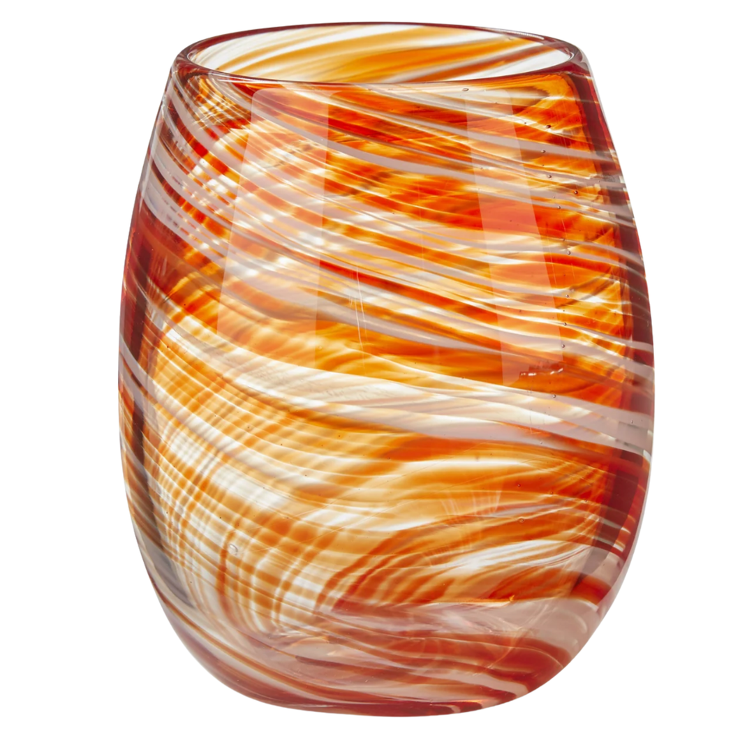 TAG Stemless Orange Swirl Wine Glass Default Title