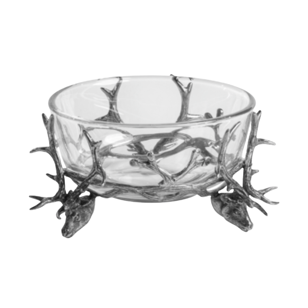 ZODAX St. Anton Pewter And Glass Stag Head Bowl Default Title